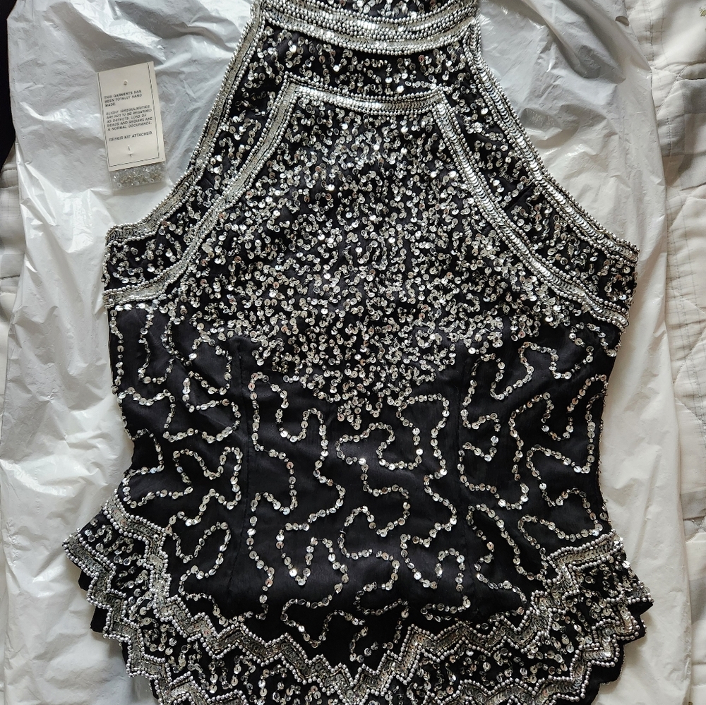 Sequence top, size 5. Hand beaded